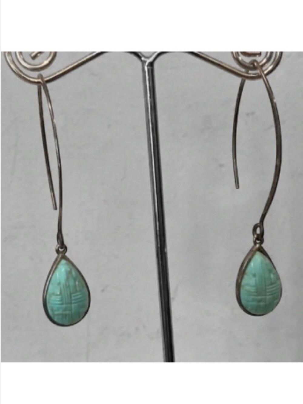 Silver Turquoise Drop Earrings 925 Boho Coastal Western